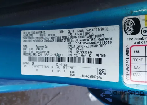 2014 Ford Fiesta Se из США, поврежденный, VIN 3FADP4BJ9EM145056